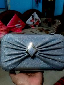 Silver Glitter Evening Clutch