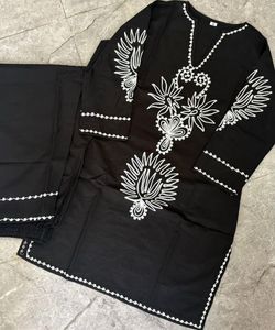 Black Embroidered Festive Co-ord set