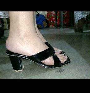 Black Patent Wedge Sandals