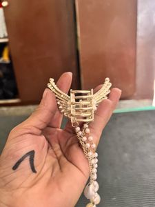 Elegant Pearl &amp; Crystal Hair Claw Clip