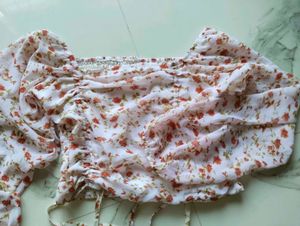 Floral Print Ruched Crop Top