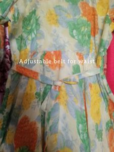 Printed yellow Frock suit