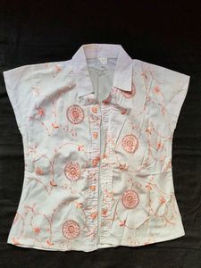 Embroidered Button-Up Top