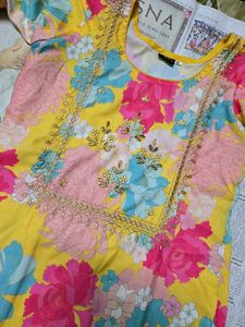 Vibrant Yellow Floral Kurta Set with Dupatta