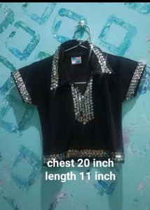 girls Black Sequined top n skirt