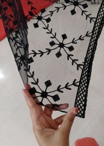 Black Embroidered Lace Fabric