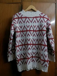 Knit Red Geometric Sweater