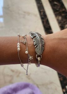 Boho Feather &amp; Pearl Charm Bracelets