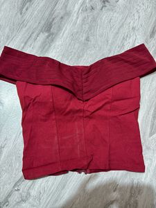 Red Off-Shoulder Smocked Top