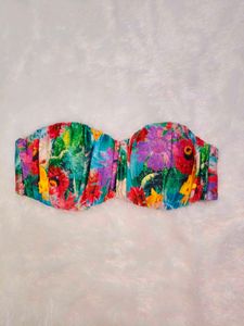 Strapless Floral Bikini Top