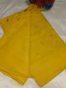Yellow Embellished Saree