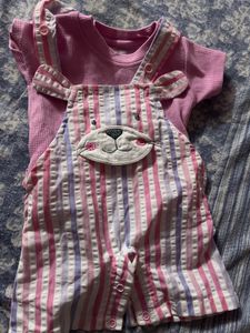 Cute Bunny Overalls Set