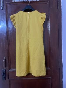 Chic Yellow Ruffle Sleeve Mini Dress
