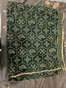 Embroidered Green Dupatta