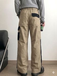 Block Pattern Beige Cargo Pants Brand New