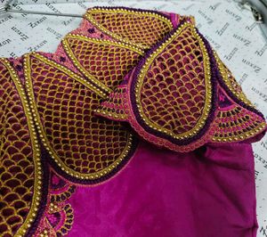 Pure Silk Maggam Blouse With Cutwork Design