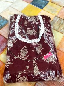 Maroon Floral Nightgown with Lace Trim