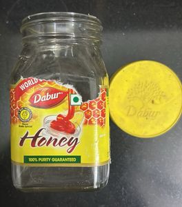Set Of 4 Dabur Honey Empty Glass Jars With Lid