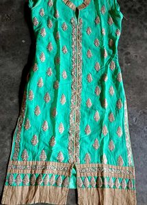 Green &amp; Gold Print Kurti