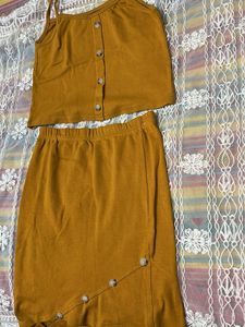 Cute Button-Up Tank Top &amp; Skirt Set