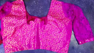 Vibrant Pink Brocade Blouse