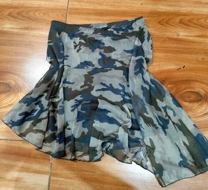 Camo Print Asymmetrical Skirt