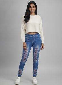 Distressed Denim Look jeggings