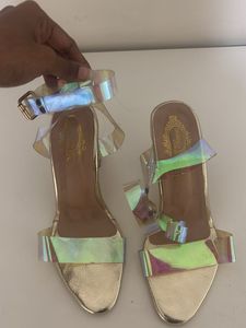 Iridescent Clear Strap Heels