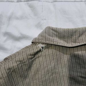 Vintage Beige Textured Utility Jacket