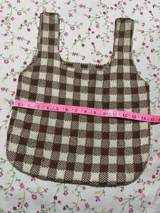 Brown &amp; White Checkered Tote Bag
