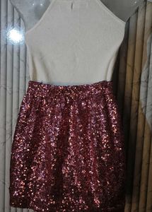Sparkling Pink Sequin Mini Skirt