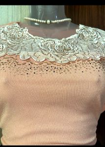 Y2K Vintage Elegant Lace Trimmed Peach Top🫶🏻✨