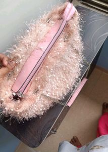 Pink Fluffy Clutch Bag