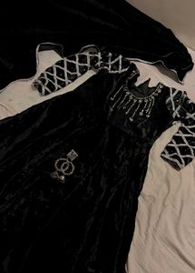 Elegant Black Velvet Ethnic Gown