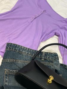 Purple Long Sleeve Henley Top