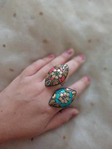 Unique oxidized Adjustable Rings Combo Of 5