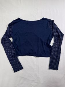 Boho Print Long Sleeve Crop Top