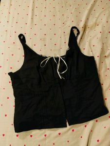 Chic Black Corset Top with Bow Detail