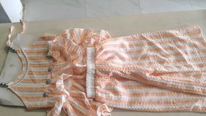 Orange & White Striped Kurta Set