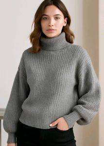Grey Turtleneck Sweater🩶🐋