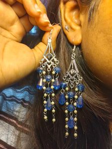 Blue Crystal Dangle Earrings