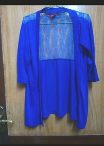 Blue Lace Back Cardigan