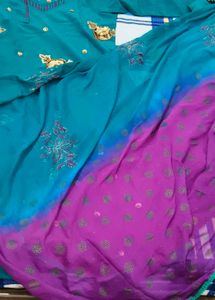 Teal &amp; Magenta Embroidered Kurta Set