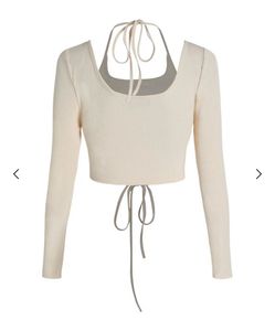 Cream Lace-Up Crop Top with Long Sleeves