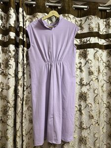 Lavender Mock Neck Midi Dress