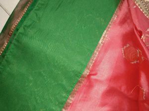 Elegant Pink &amp; Green Saree