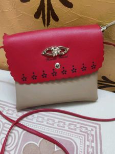 Cute Red & Tan Mini Sling Bag