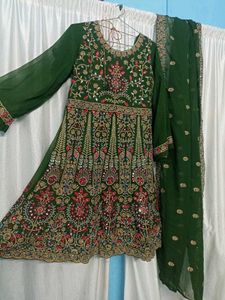 Embellished Green Kurta Set
