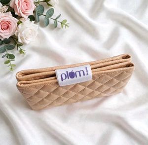 💖 Plum Golden Beige Quilted Envelope Clutch Walle