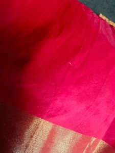Red Tussar Silk Saree